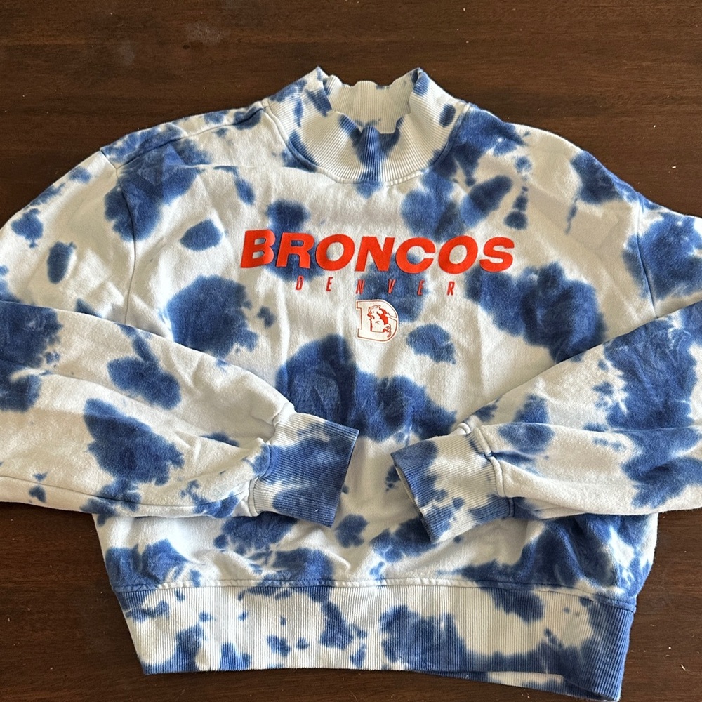 Junk Food Clothing Blue and White Tie-Dye Top